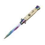 8.75 Inch Osseous Color Handle AKC Stiletto Knife Switchblade