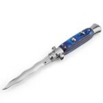8.75 Inch Italian Stiletto Switch Kris Blade Fick Knife Blue
