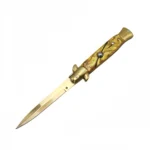 8.75 Inch Gold Handle AKC Stiletto Knife Switchblade