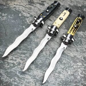 8.75 Inch Italian Stiletto Switch Kris Blade Fick Knife