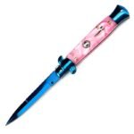 8.75 Pink Handle AKC Stiletto Switchblade Knife