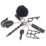 Safety Keychain UK Self Defense Keychain 8-Piece Multifunctional Black