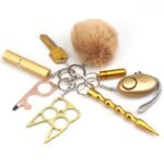 Safety Keychain UK Self Defense Keychain 8-Piece Multifunctional Gold