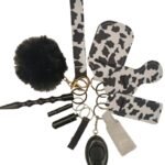 Self Defense Keychain 11-Piece Aluminum Anti-Wolf Alarm Black+White