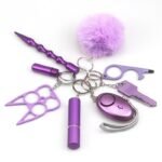 Safety Keychain UK Self Defense Keychain 8-Piece Multifunctional Purple