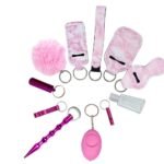 Self Defense Keychain 11-Piece Aluminum Anti-Wolf Alarm Pink