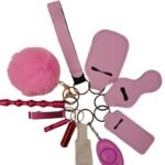 Self Defense Keychain 11-Piece Aluminum Anti-Wolf Alarm Dark Pink