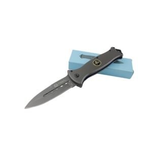 Strider Style Tactical Pocket Knife – Gray EDC Pocket Knife with Vent Hole Blade