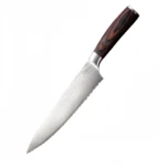 Stainless steel serrated knife for cutting frozen meat