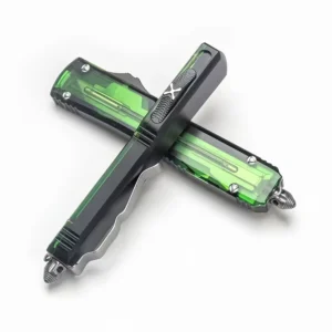 Green translucent handle OTF knife - Image 5