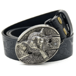 Belt Buckle Knife-Wolf Head Knife Buckle Embossed Black
