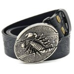 Belt Buckle Knife-Scorpion Buckle Embossed Black