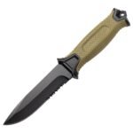 Explorer II outdoor half-tooth hunting knife wilderness exploration self-defense knife---Green