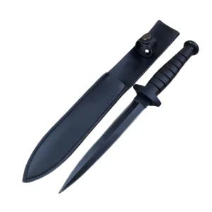 Outdoor high hardness camping small straight knife with pu leather case
