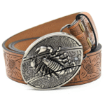 Belt Buckle Knife-Scorpion Buckle Embossed Brown