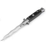 8.75 Inch Italian Stiletto Switch Kris Blade Fick Knife Black