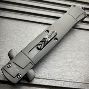 9 inch Auto knife Italian Stiletto Style OTF Knife Damascus Etch - Image 9